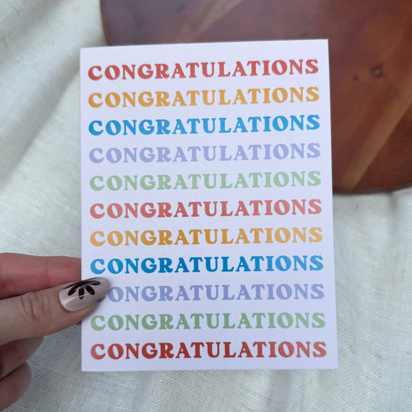 Congratulations Multicolor Stack Text Greeting Card