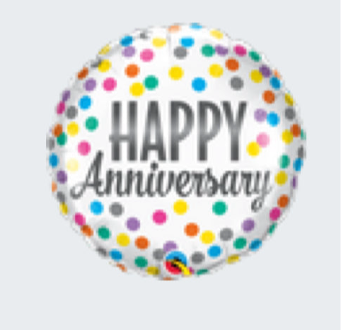 18” Anniversary Confetti Mylar Balloon