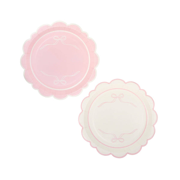 Round Pink Bows Dinner/Dessert Plate, 8pk