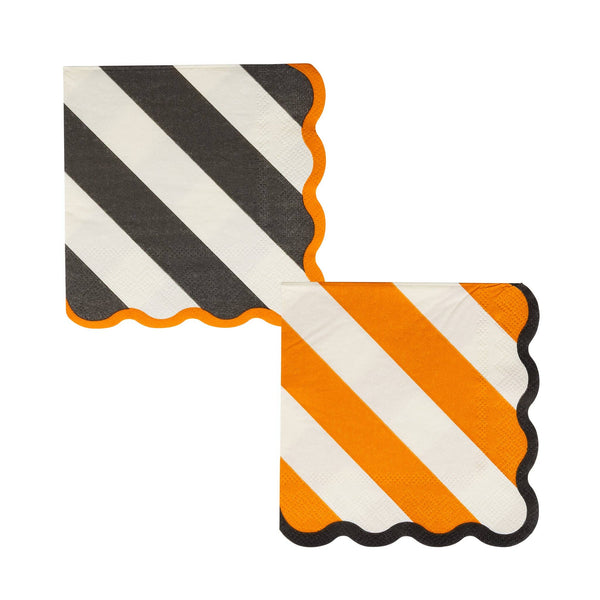 Orange & Black Striped Cocktail Napkin Set, 24ct