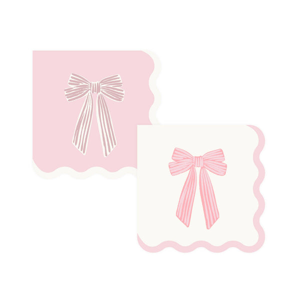 Large Pink Bows Cocktail Napkin, 24pk