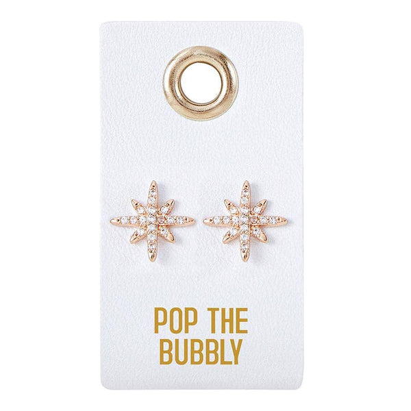 Leather TagEarrings- Pop the Bubbly