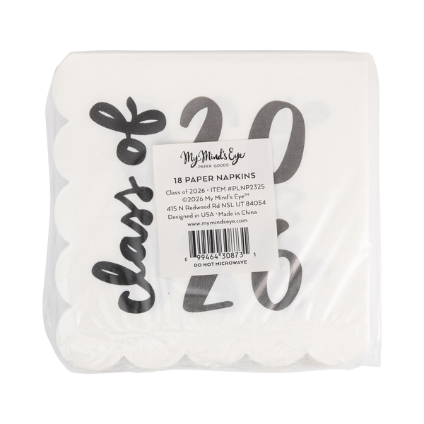 Foiled Class of 2026 Scallop Cocktail Napkins, 18pk