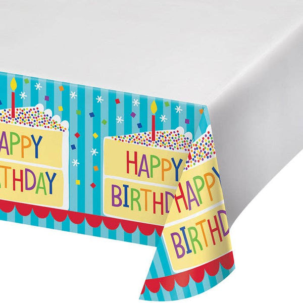 Cake Birthday Plastic Tablecloth, 1pk
