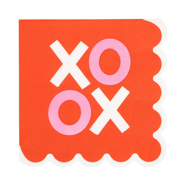 Scalloped XOXO Cocktail Napkin, 24pk