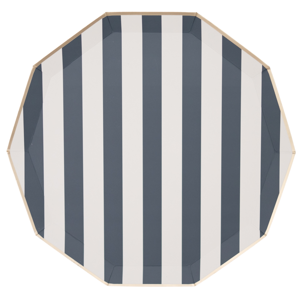 Midnight Blue Signature Cabana Stripe Dinner Plates, 8pk