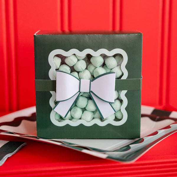 Green Bow Ric Rac Cookie Box- 6pk