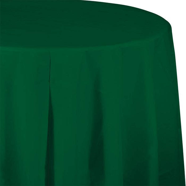 Green Round Plastic Tablecloth, 1pk