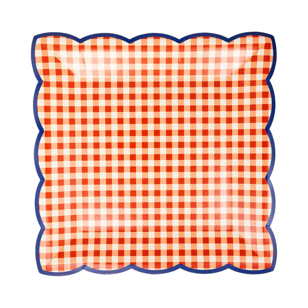 Red & Blue Gingham 9" Paper Plate Set, 8pk