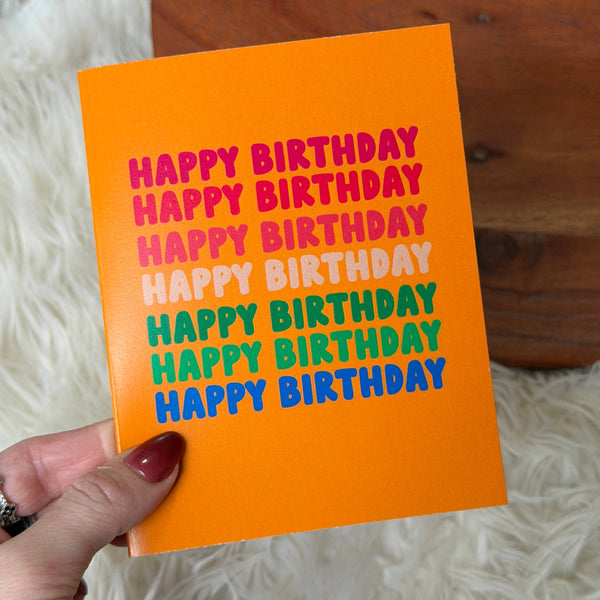 Happy Birthday Stacked Yellow Greeting Card