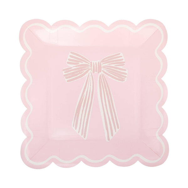 Large Pink Bows Dinner Plate, 8pk