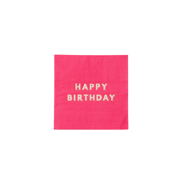 Hot Pink Happy Birthday Dessert Napkins, 20pk
