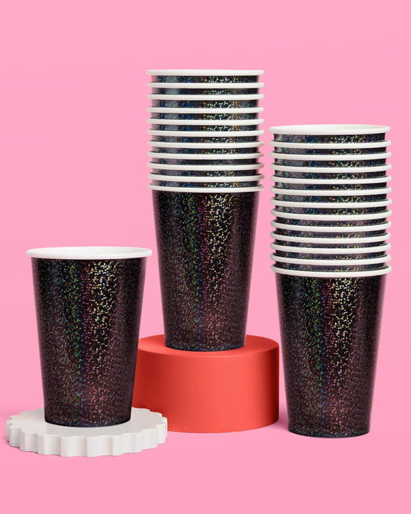 Black Shimmer Cups 12 oz, 50pk