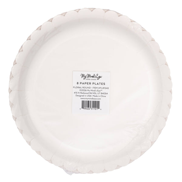 Floral Round 8" Plate, 8ct