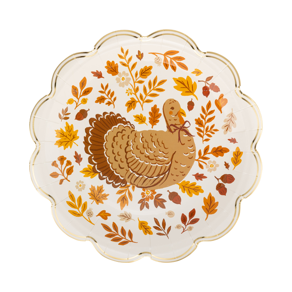 Turkey Foliage Dinner Plates, 8pk