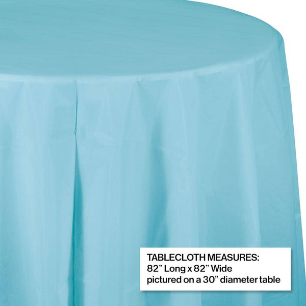 Pastel Blue Round Plastic 82 inch Table Cover