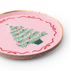 Pink Christmas Tree Dessert Plates, 8pk
