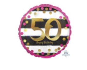 18” Birthday Milestone 50 Mylar balloon