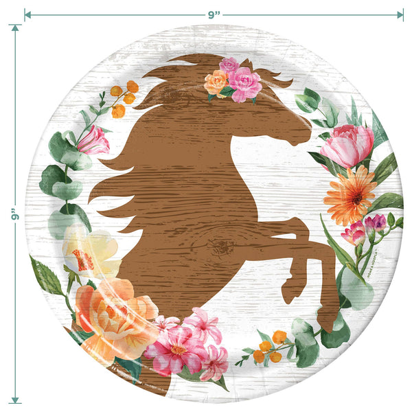 Horseshoe Floral Dinner Plates, 16pk