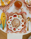 Rust Gingham Scalloped Square Dinner Plates, 8pk