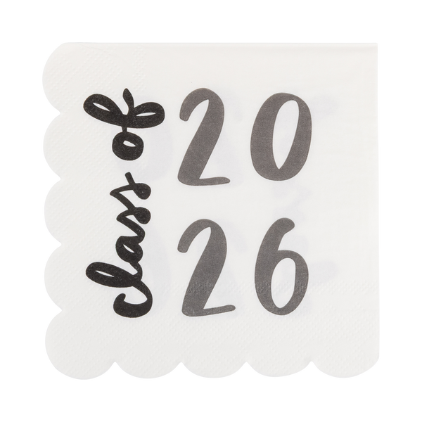 Foiled Class of 2026 Scallop Cocktail Napkins, 18pk