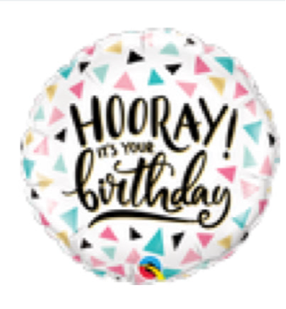 18” Hooray Birthday Mylar Balloon