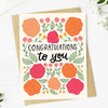 "Congratulations to you" Pink Flowers Greeting Card