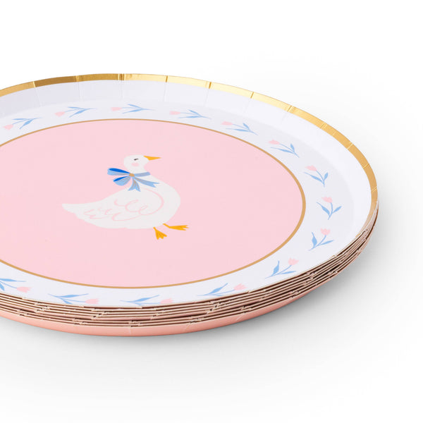 Petal Pink Sweet Goose Dessert Plates, 8pk