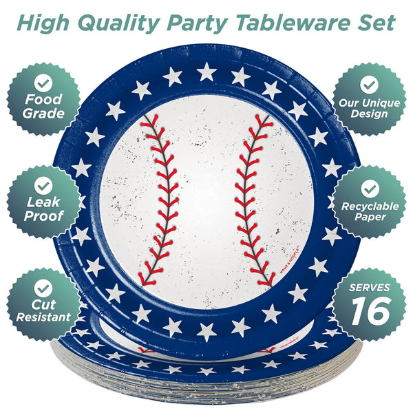 Baseball Dessert Plates, 16pk