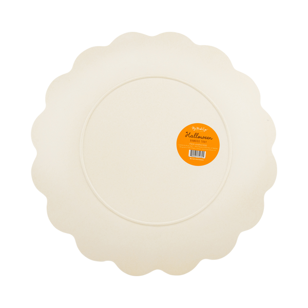 Happy Halloween Scalloped Bamboo Tray