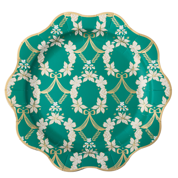 Emerald Green Rococo Dinner Plates, 8pk