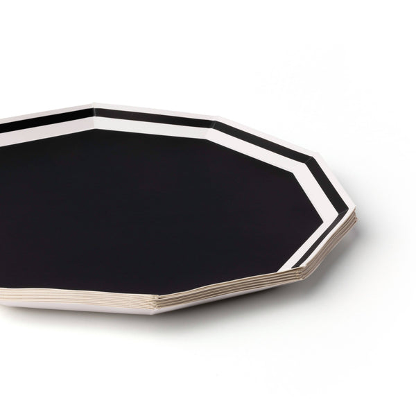 Black & White Decagon Dinner Plates, 8pk