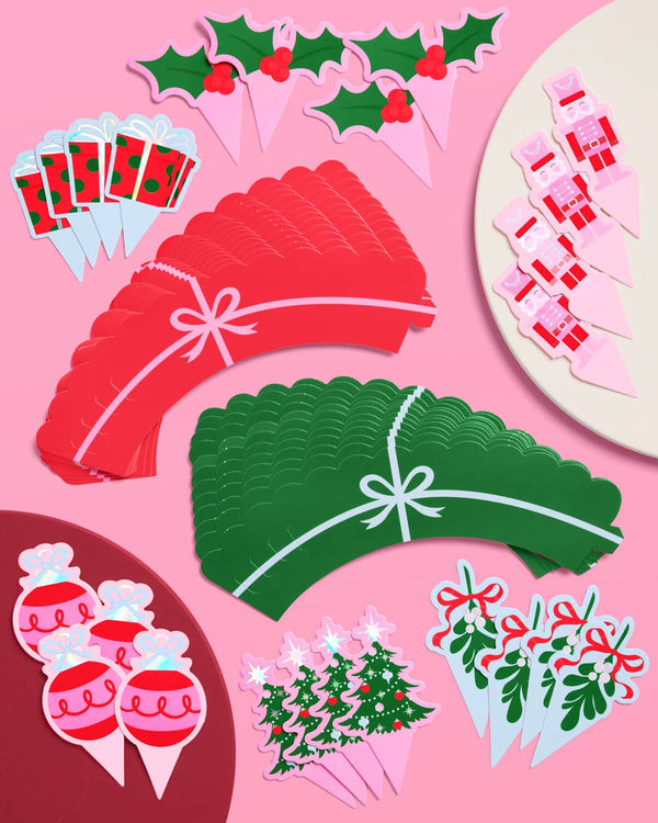 Deck the Cupcakes Set 24 liners + toppers
