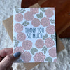 "Thank you so much" Floral Pattern Appreciation Greeting Card
