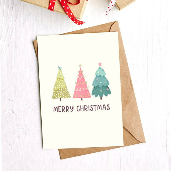 "Merry Christmas" Christmas TreesGreeting Card