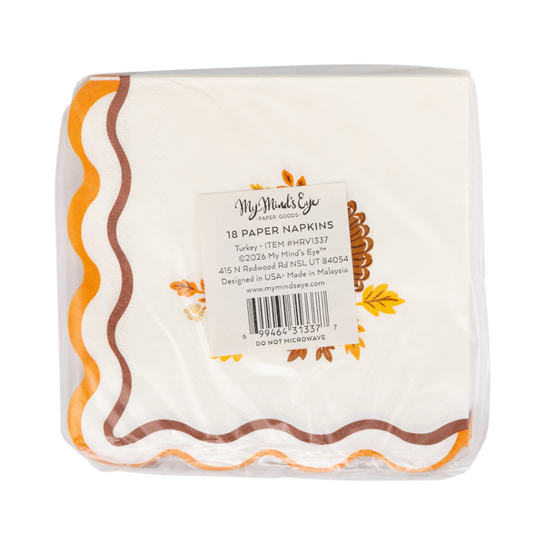 Harvest Turkey Cocktail Napkins, 18pk