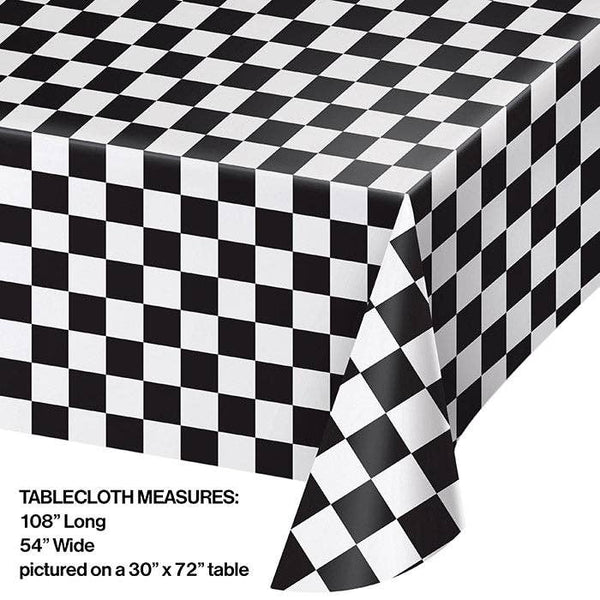 Black Check Plastic Tablecloth, 1pk