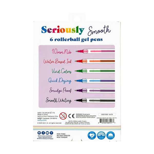 Seriously: Smooth Rollerball Gel Pens (Set of 6)