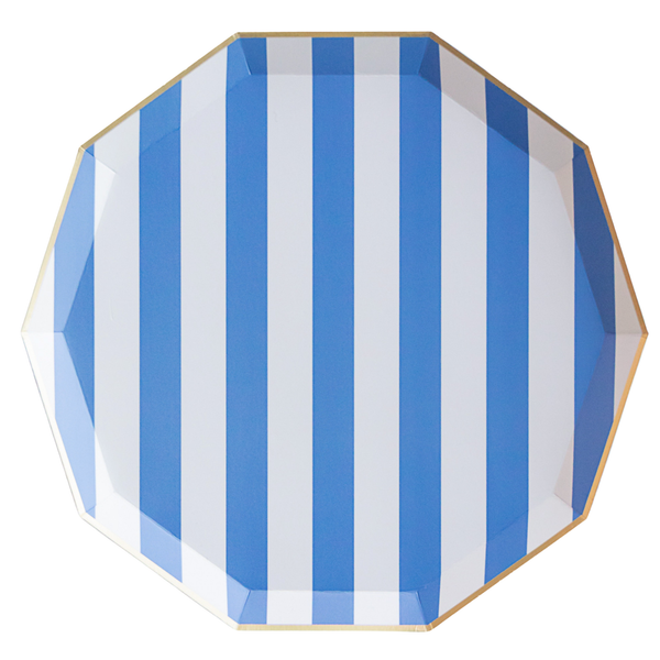 Palisades Blue Signature Cabana Stripe Dinner Plates, 8pk