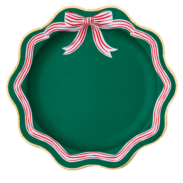 Elegant Green Peppermint Bow Dinner Plates, 8pk