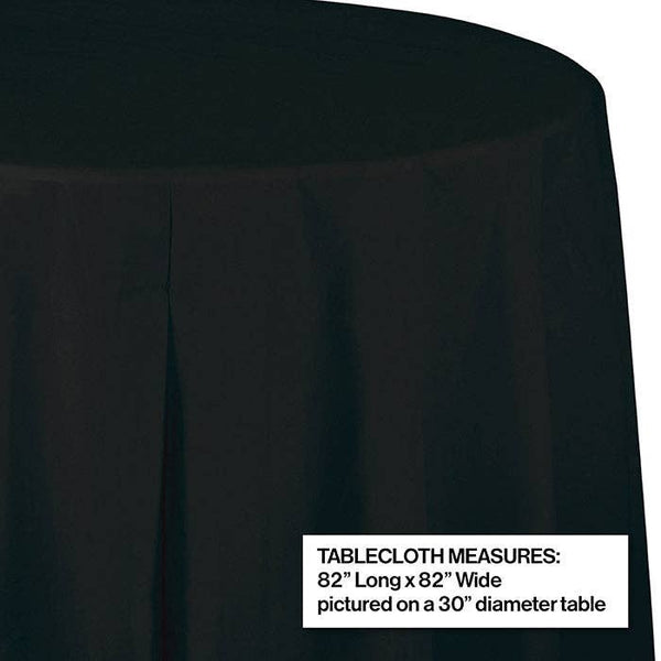 Black Velvet Round 82 inch Plastic Table Covers, 1/Pkg