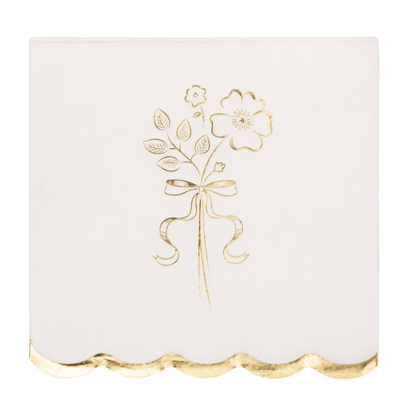 Foil Gold and Cream Cocktail Napkin