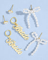 Bride Pearls of Gold Earrings - set of 3 earrings