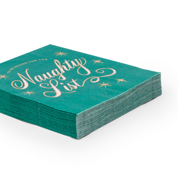 Naughty List Green Dessert Napkins, 20pk