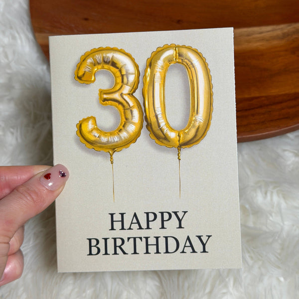 30th Balloons Milestone Happy Birthday greeting card