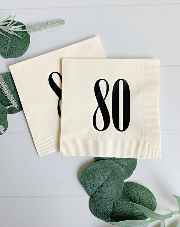 80th Birthday Cocktail Napkins, 16pk