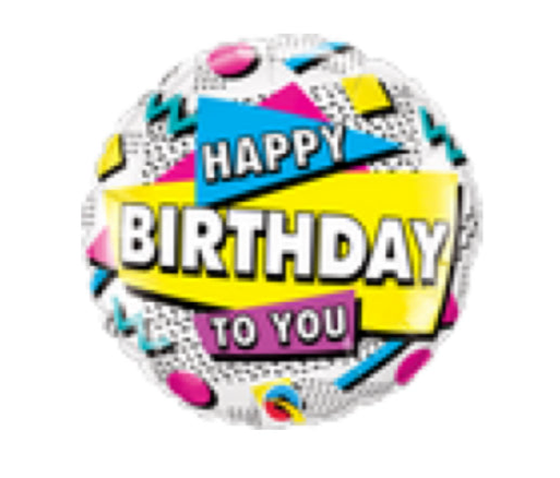 18” 90’s Retro Birthday Mylar Balloon