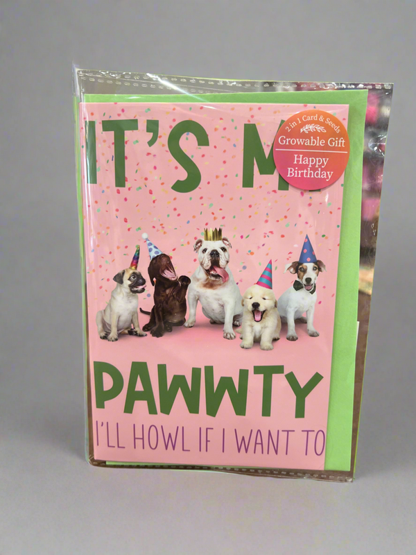 Greeting Card Happy Birthday Pawwty- Flowering Dogwood Seeds