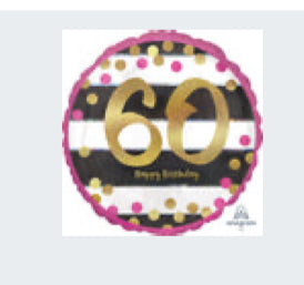 18” Birthday Milestone 60 Mylar balloon