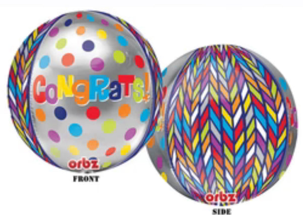 16” Congrats Dots Orbz Balloon